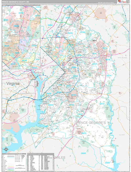 Prince George's County, MD Wall Map